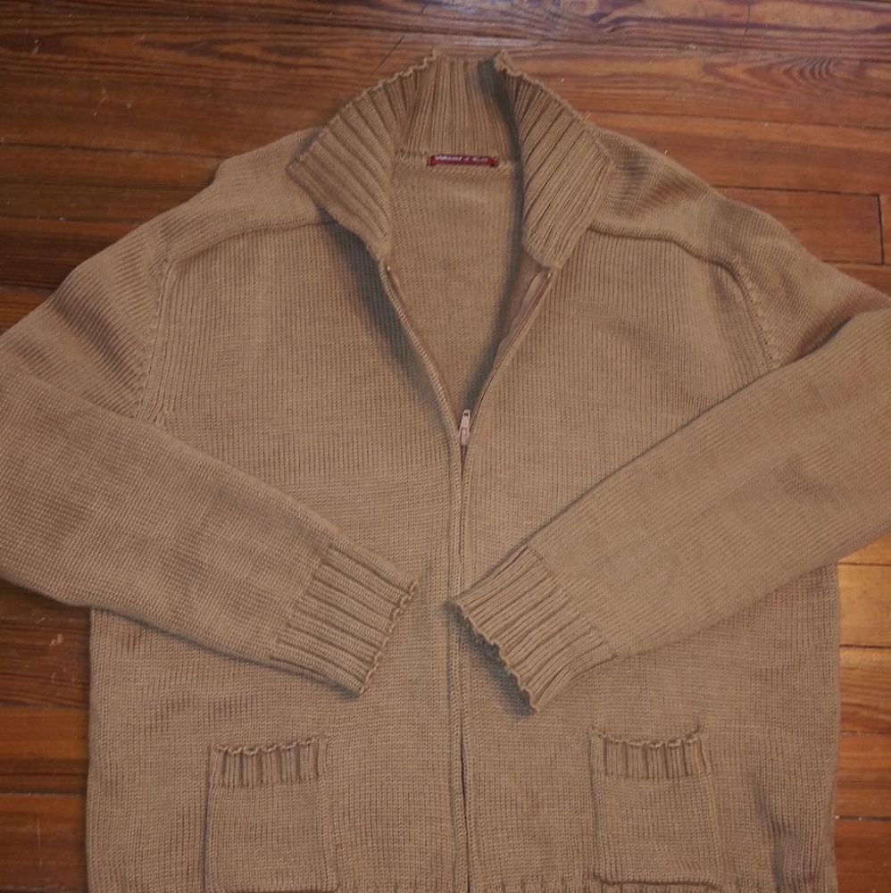 Wool & Co. Men's Size L Zip-Up Sweater Warm Casual Classic Comfortable EUC